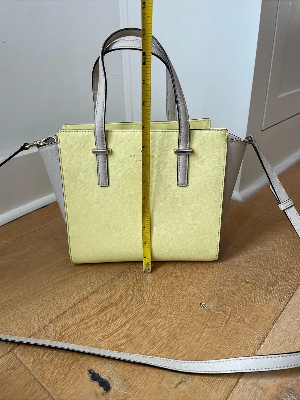 Kate Spade Cedar Street Hayden Two Tone Satchel-Yellow and Gray Leather Crossbod